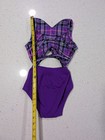 Super Strappy Gymnastics Dance Pageant Leotard Purple Open Back Purple Plaid