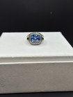 Pre-owneddavid Yurman Albion 925 Silver 14mm Yellow Blue Topaz Ring Size 7