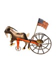 Antique Gong Bell Co Goat Pull Toy Mechanical Chime Flag Working American Flag