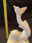Vintage White Cast Stone Chinese Figural Dolphin Fish Candle Holder 