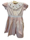 Vtg Girl Pale Pink Dress 3t 4t Puff Sleeve Lace Embroidered Collar Party Wedding