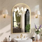 Arched Bathroom Mirrors For Wall metal Framed W  Shatter-proof Glass gold black