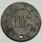 1853 Three Cent Silver Trime     Circulated Hole Exact Coin      Popular Type Coin