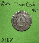 1864 Large Motto Two Cent Piece Vg Very Good 2c Coin