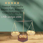 Vintage Brass Jewelry Balance Scale Wooden Base Complete Weight Set Decor 100 Gm