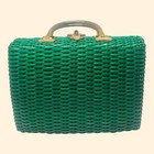 1960s Wicka Weave For Jana Vintage Green Woven Plastic Box Handbag  Mid Century