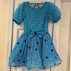 Girls Blue Sequins Tulle Dance Dress Costume Polka Dot Ballerina Size 8-10