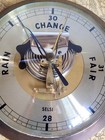     Vintage Selsi Round Brass Mcm Nautical Weather Dome Barometer -made In Germany