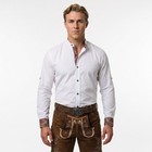 German Men Oktoberfest Shirt Band Collar White Cotton Bavarian Shirt Embroidery