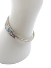 Alpaca Mexico Pearl Abalone Hinged Cuff Bangle Bracelet Silver Tone Vintage