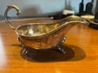 Antique Ribbon   Bow Patterned Edge Gravy sauce Boat - Silver Plated