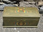 Antique Hand Painted Folk Art Wooden Box Signed Dated 1938
