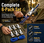 6x Rope With Roller Tensioner Paracord Adjuster Tie Down Kit Multifunctional