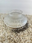 Antique Art Nouveau Floral Frosted Lamp Shade With Beaded Fringe