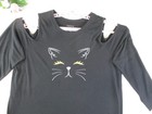 Torrid Black Cold Shoulder Cat Face T-shirt Top Size 2 Classic Fit  2x 18-20
