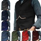 Mens Vintage Vest Western Cowboy Tweed Wool Herringbone Vests M Large Xl Xxl 3xl