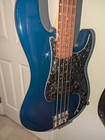 Blue Partsbass - P Bass - Squier Body - Fender Neck - Fender Himass Bridge  Rock