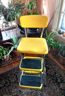 Vintage Cosco Mcm  Metal Vinyl Two Step Stool Chair Pullout Yellow 34    Nice One