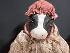 15  Porcelain And Cloth Cow Doll   13 Inch Vinyl And Cloth Cow
