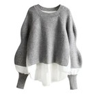 Women Loose Thickening Knitted Sweaters Female Fake Two Pieces Pullovers Top Hot