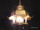 Vintage  1960s Mid Century Modern Mcm Brass Pagoda 7 Light Lantern Chandelier