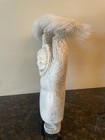Vintage Alaska Carved Inuit Dancer With Fur Fans 10  Tall Artist Signed
