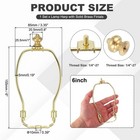 1 Set 6 Inch Lamp Harp Kit With 1 Inch Height Solid Brass Finial Gold