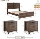 Queen Size 3-piece Bedroom Set With Wood Bed Frame   Charging Nightstands