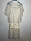 Vintage Wedding Dress Ruched Drop Waist Lace Bodice Skirt Size M To L Ivorycream