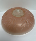 Vintage 10  Art Deco Round Pink Frosted Glass Ceiling Light Shade Clear Globe