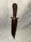 Vintage Indo-persian Hand Carved Dagger With Wood Handle   Sheath 10 1 2   Long
