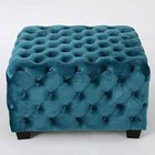 Gracelynn Dark Teal New Velvet Tufted Ottoman