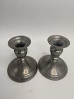 Pewter Weighted Candle Stick Holders 4 Inches Vintage Pair Set Of 2 Web
