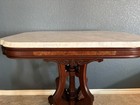 Antique Eastlake  94 Walnut With Burl Parlor Table With Original Marble Top