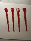 Vintage Lot Of 4 Red Segrams   s 7 Crown Plastic Cocktail Stirs  Swizzle Sticks