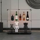 Display Cabinet With Bluetooth Led Strip Lighting And Lockable Swivel Casters 