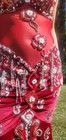 Gorgeous Red Velvet Belly Dancing Dress With Pearly White Beads  Costume