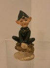 Vintage Set Of 2 Enesco Japan Pixie Elf Elves Figurines 1 On Mushroom Rare 3 5   