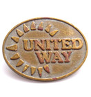 United Way Lapel Pin Sun Rays Logo Vintage Brass Tone Union Made Usa