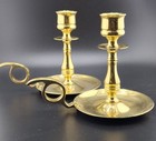 Vintage Set Of Solid Brass Chamber Stick Holders Made In England