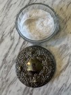 Vintage Antique Glass Powder Vanity Box With Silver Plated Lid With Puff