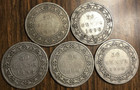 1881 1896 1898 1899 1900 Lot Of 5 Newfoundland Silver 50 Cents Coins