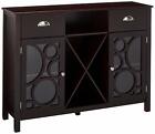 Kings Brand Jamestown Wood Buffet Server Storage Sideboard Wine Cabinet  Cherry