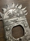 Signed Leandra Drumm Smiling Sun Duplex Outlet Cover Cast Pewter Folk Art