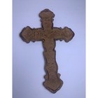 Rustic Brown Cast Iron Fleur De Lis Wall Cross Religious Home Decor 10 Inch