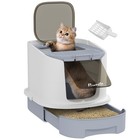 Pawhut Cat Litter Box  Covered Kitty Litter Box With Lid  Scoop Gray Refurbished
