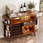 Wine Bar Cabinet With Led Light Mid Century Modern Liquor Cabinet