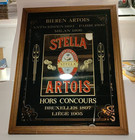 Nice   Vintage Stella Artois Beer Mirror 26-1 2 X 20  inch  Bar Sign Wood Frame