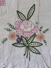 Vintage 1950s Grandma s Hand Embroidery Pinafore Full Apron Shoulder Straps Rose
