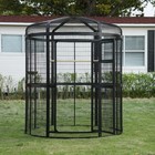 70 h Large Walk-in Flight Bird Cage Round Aviary Parrot Macaw Finch Metal Aviary